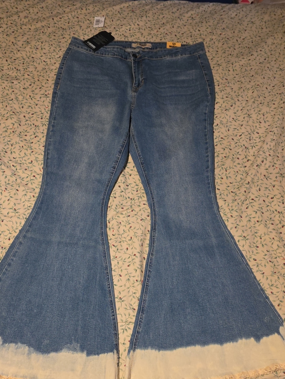 Rock & Republic Blue Flare Jeans with Bleached Hem